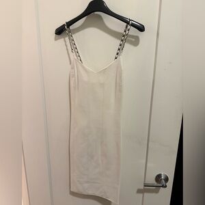 Armani Exchange Elegant White Strappy Leather Dress